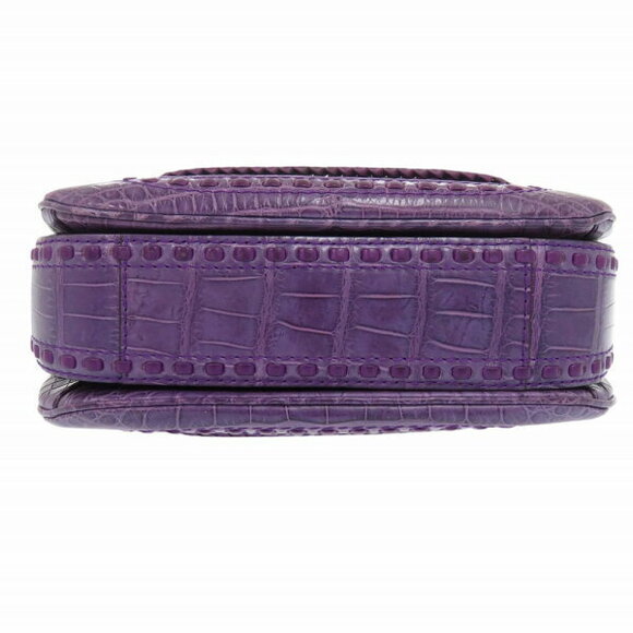 Gucci Bamboo Alligator Fringe Tassel Shoulder Handbag Crocodile Purple - Picture 5 of 8